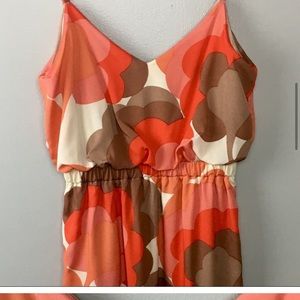 Judith March Orange Floral Sundress Spaghetti Straps Size Small